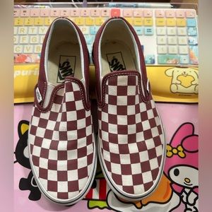 Vans size 4.5 maroon/white checkered EUC